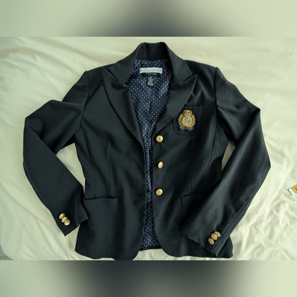 Andrea Behar Boston Proper Blazer with Gold Accents, Women's Size 6 - Picture 2 of 7